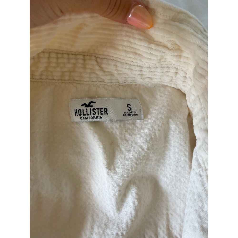 Hollister Womens Cream Corduroy Button Down Shirt Oversized Long Sleeve Small - Picture 9 of 10